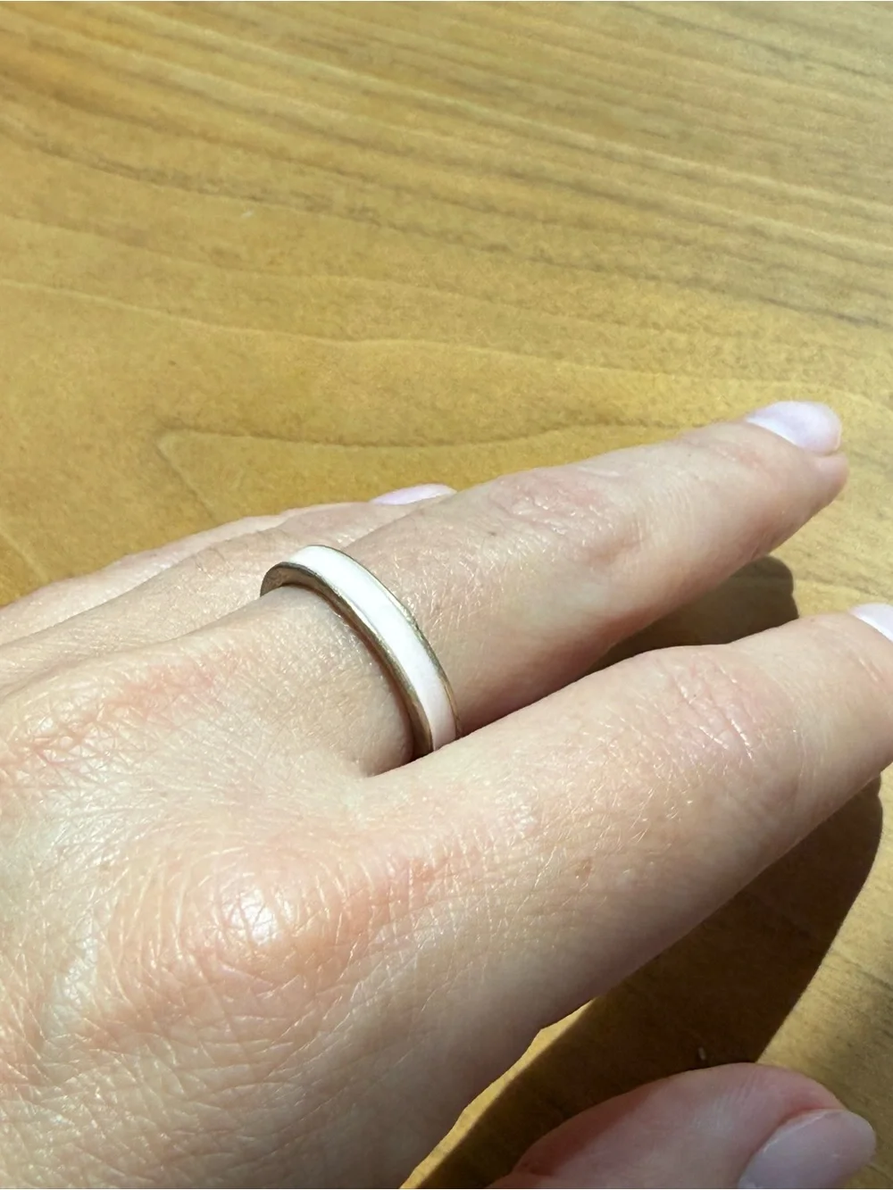 Minimalist Cream pink Band Ring for Women